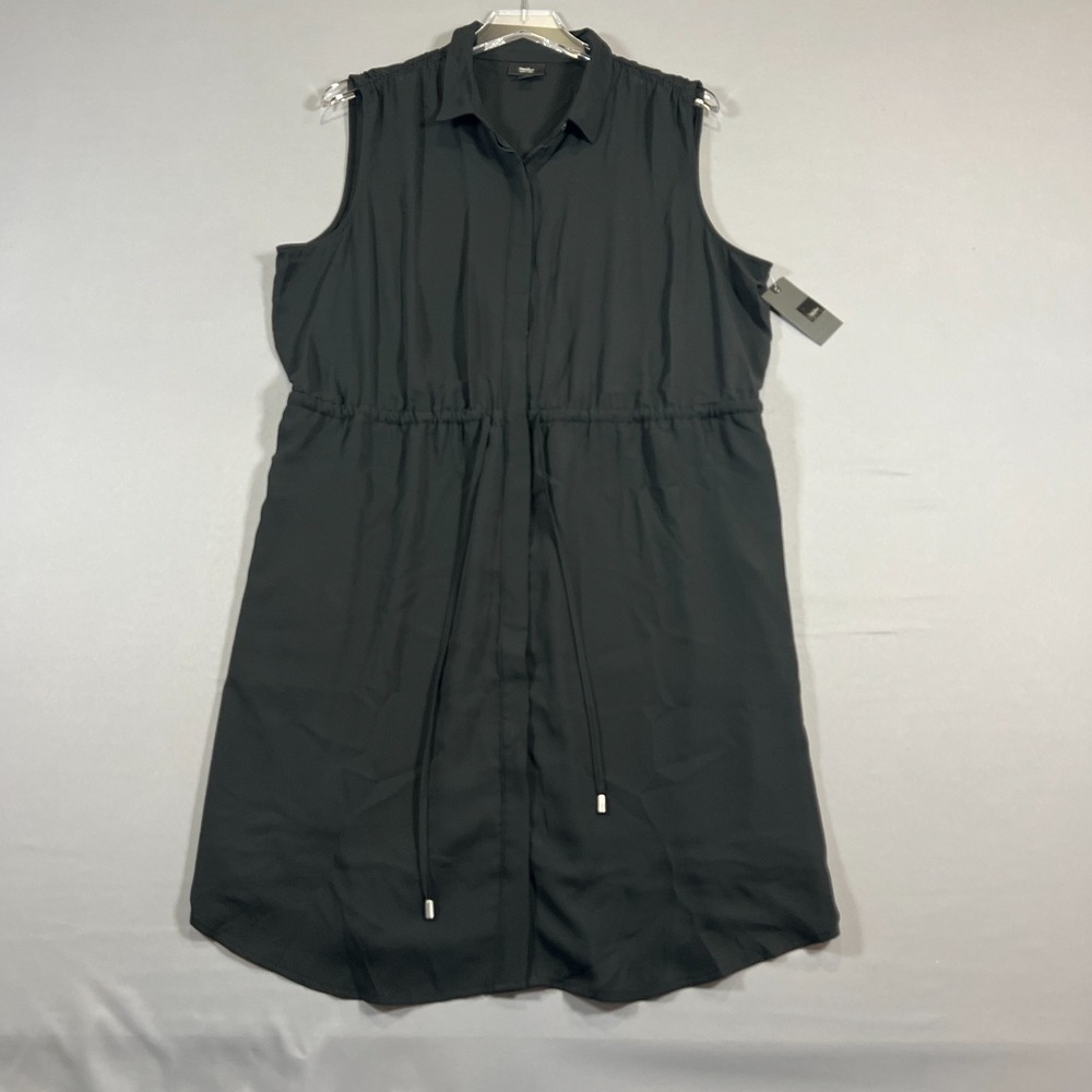 Mossimo SunDress Womens 2XL Black Tie Waist Sleeveless Knee Length Button Up